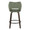 Mustang counter stool in Walnut Glazed Wood, Green Fabric, Black Metal, back view, featuring swivel and wood frame