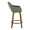 Mustang counter stool in Walnut Wood, Green Fabric, Black Metal, side view, featuring swivel and wood frame