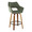 Mustang counter stool in Walnut Wood, Green Fabric, Black Metal, product view, featuring swivel and wood frame