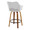 Mustang 26" Contemporary Fixed-Height Counter Stool with Swivel in Walnut Wood and Grey Fabric with Round Black Metal Footrest- Set of 2 — rear three-quarter view