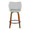 Mustang 26" Contemporary Fixed-Height Counter Stool with Swivel in Walnut Wood and Grey Fabric with Round Black Metal Footrest- Set of 2 — back view