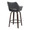 Mustang 26" Contemporary Fixed-Height Counter Stool with Swivel in Walnut Glazed Wood and Black Faux Leather with Round Black Metal Footrest- Set of 2 — rear three-quarter view