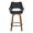 Mustang counter stool in Walnut Wood, Black PU, Black Metal, front view, featuring swivel and wood frame