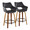 Mustang 26" Contemporary Fixed-Height Counter Stool with Swivel in Walnut Wood and Black Faux Leather with Round Black Metal Footrest- Set of 2 — pair view