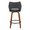 Mustang 26" Contemporary Fixed-Height Counter Stool with Swivel in Walnut Wood and Black Faux Leather with Round Black Metal Footrest- Set of 2 — back view