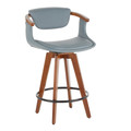 Oracle Mid-Century Modern Counter Stool in Walnut Bamboo and Grey Faux Leather — product view