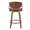Pino counter stool in Walnut Wood, Grey PU, back view, featuring swivel and upholstered seat