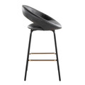 Posh counter stool in Black Metal, Black Pu, Gold Metal, side view, featuring swivel and metal footrest