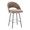 Renee counter stool in Black Metal, Brown Fabric, Gold Metal, product view, featuring metal footrest