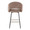 Renee counter stool in Black Metal, Brown Fabric, Gold Metal, back view, featuring metal footrest