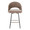 Renee counter stool in Black Metal, Brown Fabric, Gold Metal, front view, featuring metal footrest