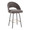 Renee counter stool in Black Metal, Grey Fabric, Gold Metal, product view, featuring metal footrest