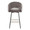 Renee counter stool in Black Metal, Grey Fabric, Gold Metal, back view, featuring metal footrest