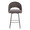 Renee counter stool in Black Metal, Grey Fabric, Gold Metal, front view, featuring metal footrest