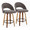 Renee counter stool in Walnut Wood, Dark Grey Fabric, Black Metal, coordinated set view, featuring wood frame