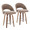 Renee counter stool in Walnut Wood, Brown Fabric, Chrome Metal, coordinated set view, featuring swivel and wood frame