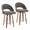 Renee counter stool in Walnut Wood, Dark Grey Fabric, Chrome Metal, coordinated set view, featuring swivel and wood frame