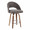 Renee counter stool in Walnut Wood, Dark Grey Fabric, Chrome Metal, product view, featuring swivel and wood frame