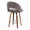 Renee counter stool in Walnut Wood, Dark Grey Fabric, Chrome Metal, back and side view, featuring swivel and wood frame