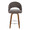 Renee counter stool in Walnut Wood, Dark Grey Fabric, Chrome Metal, front view, featuring swivel and wood frame