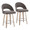 Renee counter stool in Whitewashed Wood, Dark Grey Fabric, Chrome Metal, coordinated set view, featuring swivel and wood frame