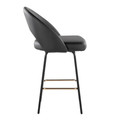 Renee counter stool in Black Metal, Black Pu, Gold Metal, side view, featuring metal footrest