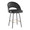Renee Upholstered 26" Contemporary Fixed-Height Counter Stool with Swivel in Black Metal and Black Faux Leather with Suqare Gold Metal Footrest- Set of 2 — product view