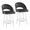 Renee 26" Contemporary Fixed-Height Counter Stool with Swivel in White Wood and Black Faux Leather with Round Chrome Footrest- Set of 2 — pair view