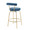 Rhonda Glam Counter Stool in Gold Metal and Blue Velvet- Set of 2 — rear three-quarter view