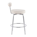 Rhonda counter stool in Chrome, Cream Fabric, side view, featuring swivel