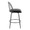 Riley counter stool in Black Metal, Black Wood, Black PU, side view, featuring swivel and upholstered seat
