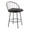 Riley counter stool in Black Metal, Bronze Metal, Walnut Wood, Brown PU, back and side view, featuring swivel and upholstered seat