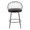 Riley counter stool in Black Metal, Bronze Metal, Walnut Wood, Brown PU, back view, featuring swivel and upholstered seat