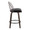 Riley counter stool in Walnut Glazed Wood, Bronze Metal, Dark Walnut Wood, Brown PU, Black Metal, side view, featuring wood frame