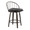 Riley counter stool in Walnut Glazed Wood, Bronze Metal, Dark Walnut Wood, Brown PU, Black Metal, back and side view, featuring wood frame