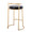 Round Fuji 26" Contemporary Fixed-Height Counter Stool in Gold Metal and Black Faux Leather- Set of 2 — rear three-quarter view