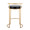 Round Fuji 26" Contemporary Fixed-Height Counter Stool in Gold Metal and Black Faux Leather- Set of 2 — back view