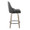 Marcel counter stool in Light Grey Wood, Black PU, Chrome Metal, Black Metal;, side view, featuring swivel and wood frame