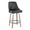 Marcel counter stool in Light Grey Wood, Black PU, Chrome Metal, Black Metal;, close-up detail, featuring swivel and wood frame