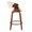 Curvo counter stool in Walnut Wood, Cream PU, Black Metal, side view, featuring swivel and wood frame