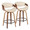 Curvo counter stool in Walnut Wood, Cream PU, Black Metal, coordinated set view, featuring swivel and wood frame