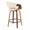 Curvo counter stool in Walnut Wood, Cream PU, Black Metal, back and side view, featuring swivel and wood frame