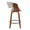 Curvo counter stool in Walnut Wood, Grey PU, Black Metal, side view, featuring swivel and wood frame