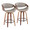Curvo counter stool in Walnut Wood, Grey PU, Black Metal, coordinated set view, featuring swivel and wood frame