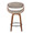 Curvo counter stool in Walnut Wood, Grey PU, Black Metal, front view, featuring swivel and wood frame