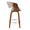 Curvo counter stool in Walnut Wood, Grey PU, Chrome Metal, side view, featuring swivel and wood frame