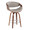 Curvo counter stool in Walnut Wood, Grey PU, Chrome Metal, product view, featuring swivel and wood frame
