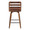 Trevi 26'' Mid-Century Modern Fixed-Height Counter Stool with Swivel in Walnut Wood and Orange Fabric with Square Black Metal Footrest- Set of 2 — back view