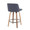 Toriano Mid-Century Modern Counter Stool in Walnut and Blue Fabric- Set of 2 — rear three-quarter view