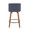 Toriano Mid-Century Modern Counter Stool in Walnut and Blue Fabric- Set of 2 — back view
